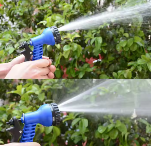 Blue 7 - in - 1 Expandable Garden Hose (with American Adapter) - Car Washing and Gardening Watering Essential
